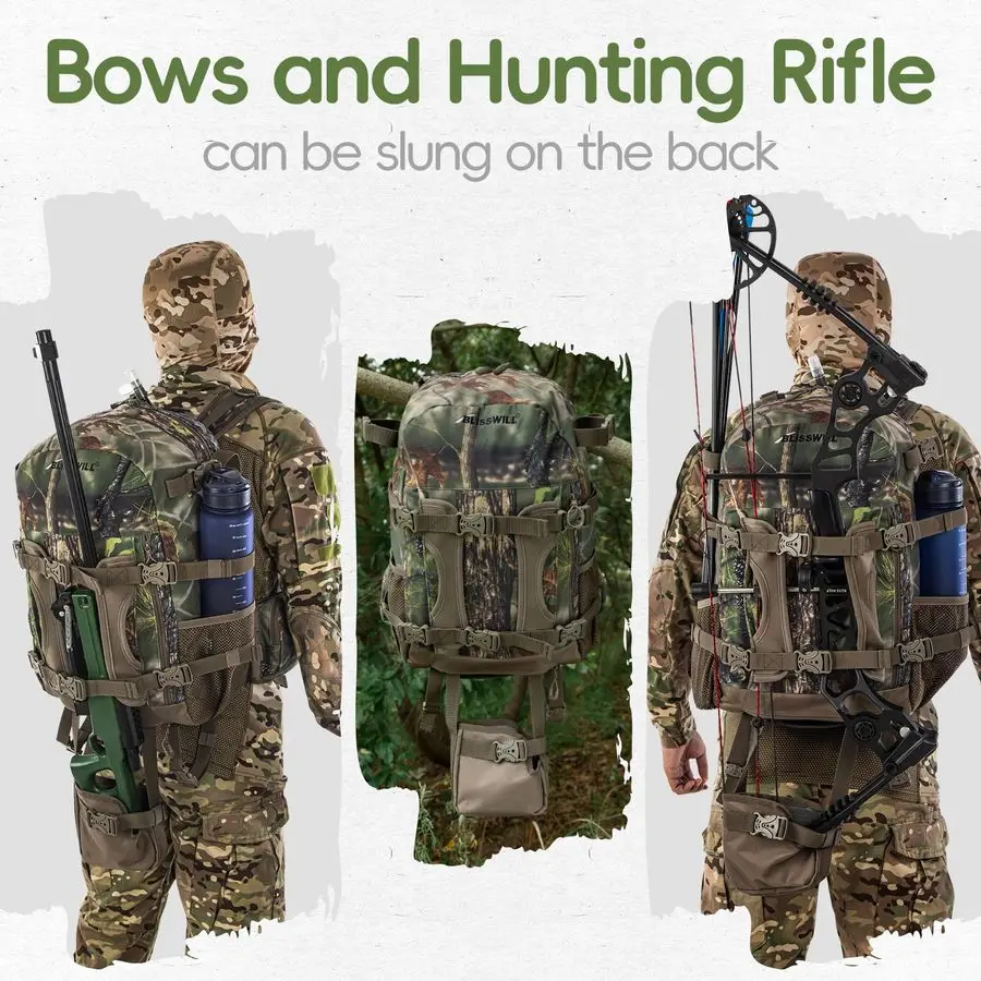Hunting Backpack Hunting Day Pack with rifle holder Hunting Gear Accessories gift for menForest Canvas