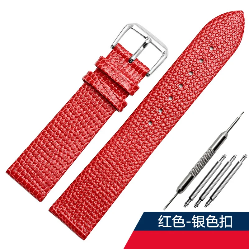 12mm 14mm 16mm  Watches band Lizard Pattern genuine leather watchband  womens watch strap thin charm bracelet red color