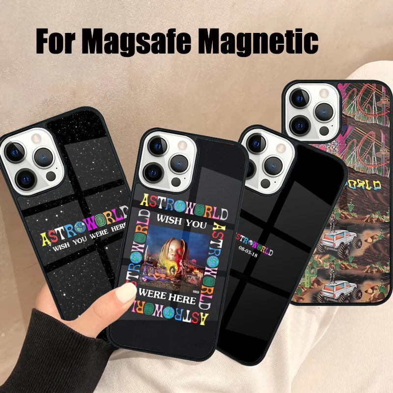 Чехол для телефона Travis Scott Astroworld Magsafe для iPhone 16, 15, 14, 13, 12, 11 Pro Max Plus, зеркальный беспроводной магнитный чехол