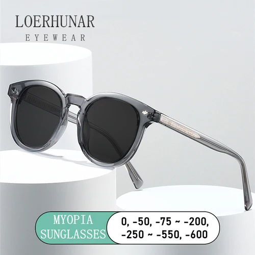 LOERHUNAR, nueva moda, gafas de sol redondas para miopía, gafas de sol clásicas Retro para hombres, gafas de conducción Unisex, lentes de sol UV400