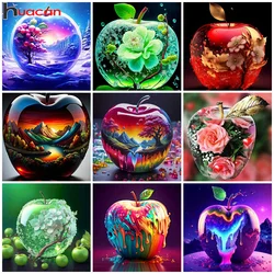 Huacan Full Diamond Painting Fruit Apple Rhinestones 5d Diy Diamond Mosaic Flower New Collection Kit Wall Decor