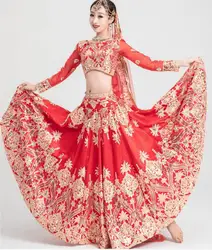 Sequin Embroidery Indian Sari Luxury Women Dress Saree Red Wedding Suit Tops Skirt Veil Pants Salwar Kameez