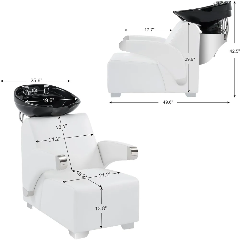 Ceramic Bowl Backwash Shampoo Chair, Adjustable Modern Shampoo Sink Chair, Hair Washing Station for Home&Beauty Spa Salon