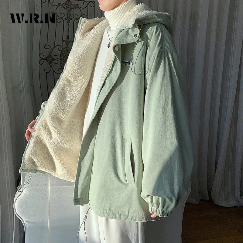 Sweet Long Sleeve Single Breasted Parkas 2024 Winter Women Casual Light Green Hooded Outerwear Jacket Lovely Warm Thick Coat