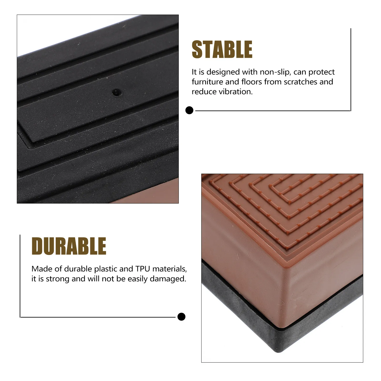 4Pcs Furniture Risers Heavy Duty Non-Slip Height Lift Pads for Beds Sofas Cabinets Tables Chairs Fridges Floor Protection Desk