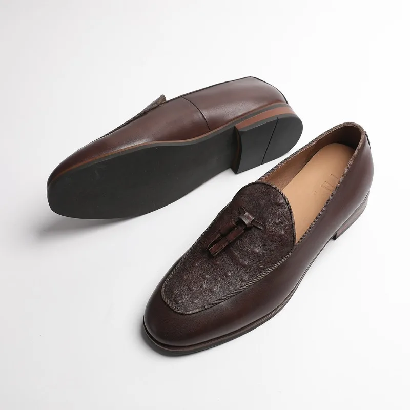 Summer new leather shoes men's Korean version casual business one-pedal driving fringed loafers slip-on