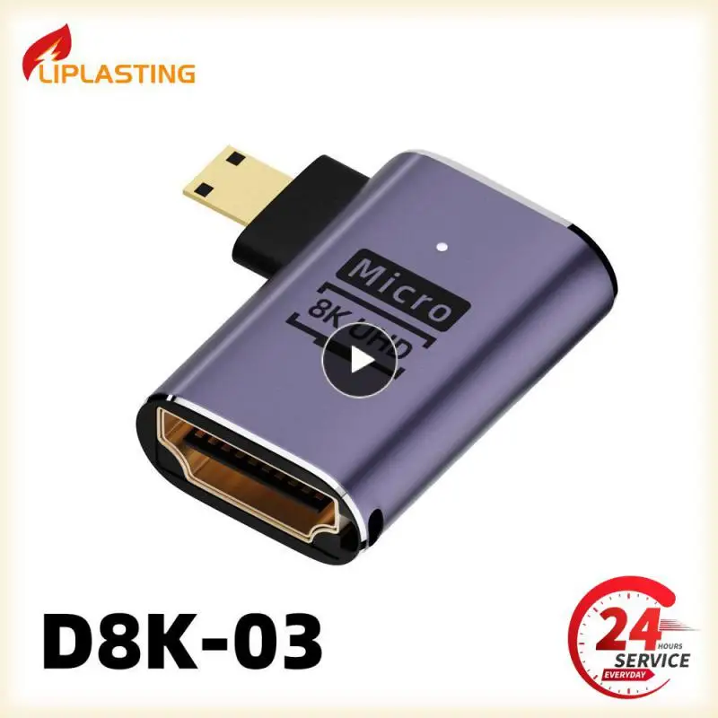 Degree Angled U-shaped L Converter Mini Male to HDMI-compatible 2.1V Female Extension 4K 5K 3D UHD 8K 60Hz Adapter