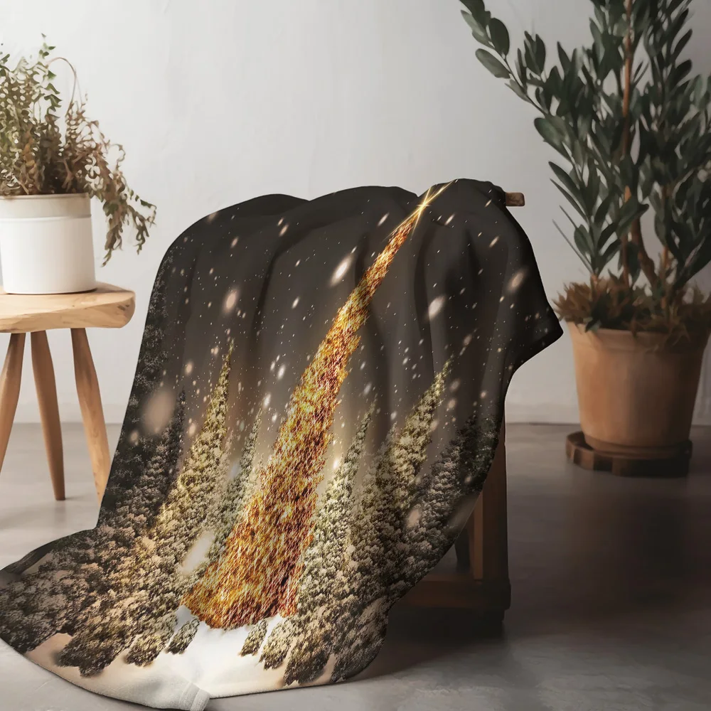 

Tuniu Warm Christmas Tree Fleece Blanket Sofa Bed Throw for Home Decor Gift
