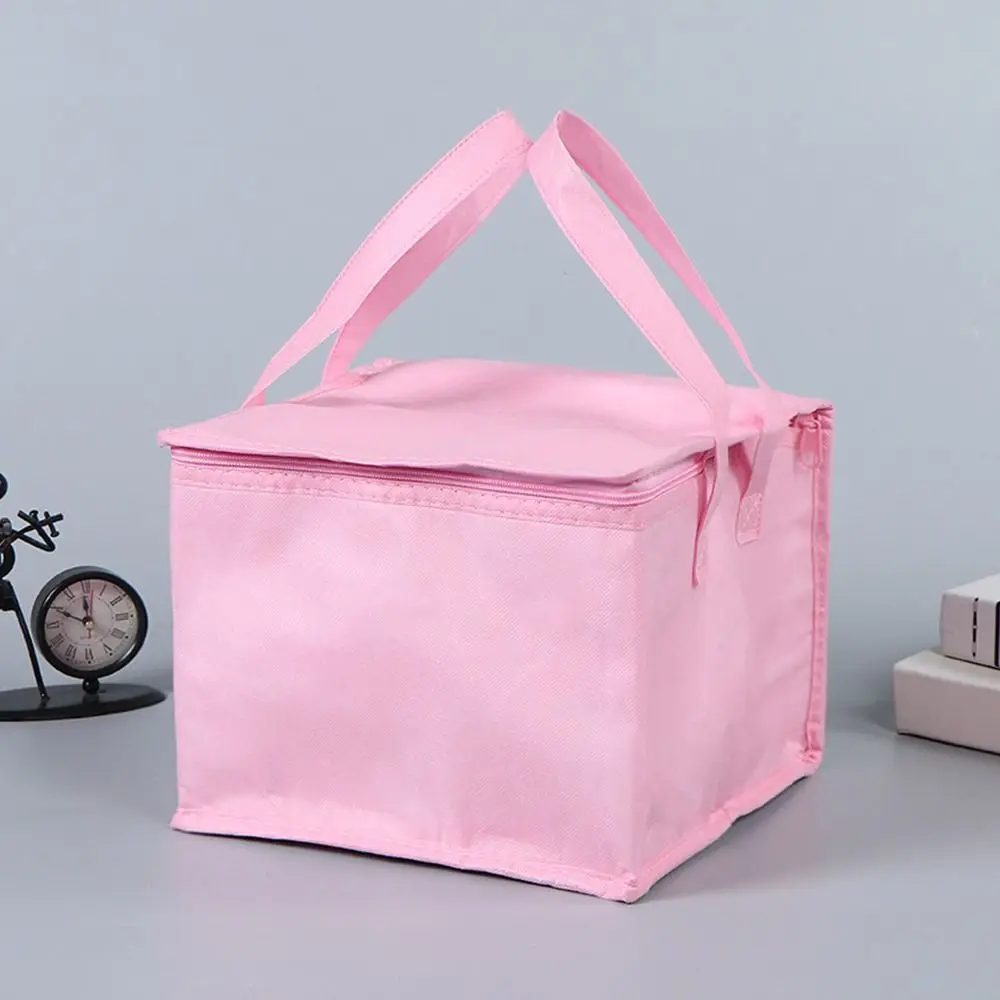 New Portable Insulated Thermal Cooler Bag Tin Foil Zip Drink Storage Solid Color Chilled Bags Outdoor Camping Picnic