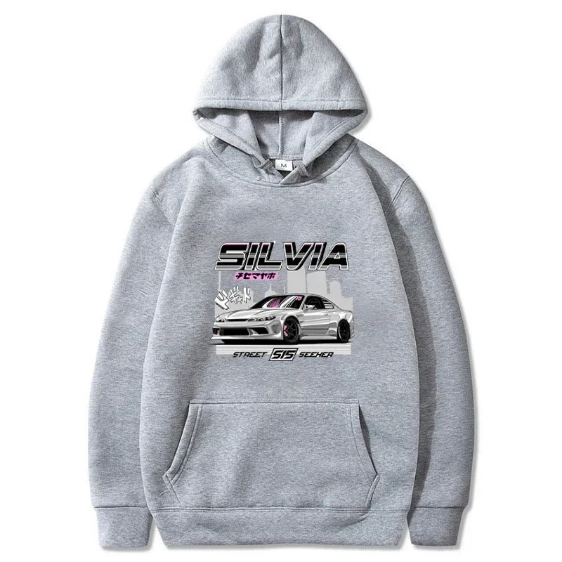 

Silvia S15 Car Print Hooded Sweatshirt Casual Pullover Sweatshirt Autumn Men's and Comfortable Sports Top Comfortable Casual