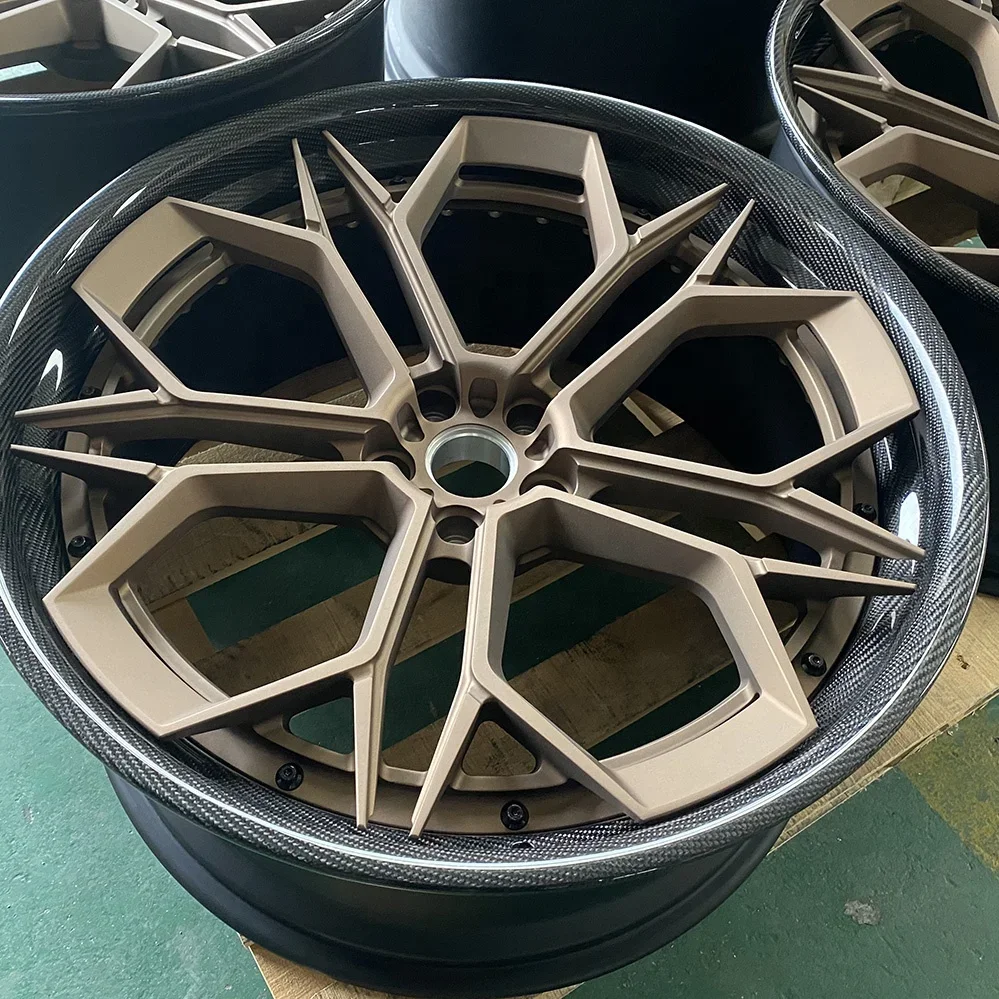 GVICHN Brand 6061-T6 aluminum alloy car wheels Lips covered with carbon fiber coating forged custom wheels