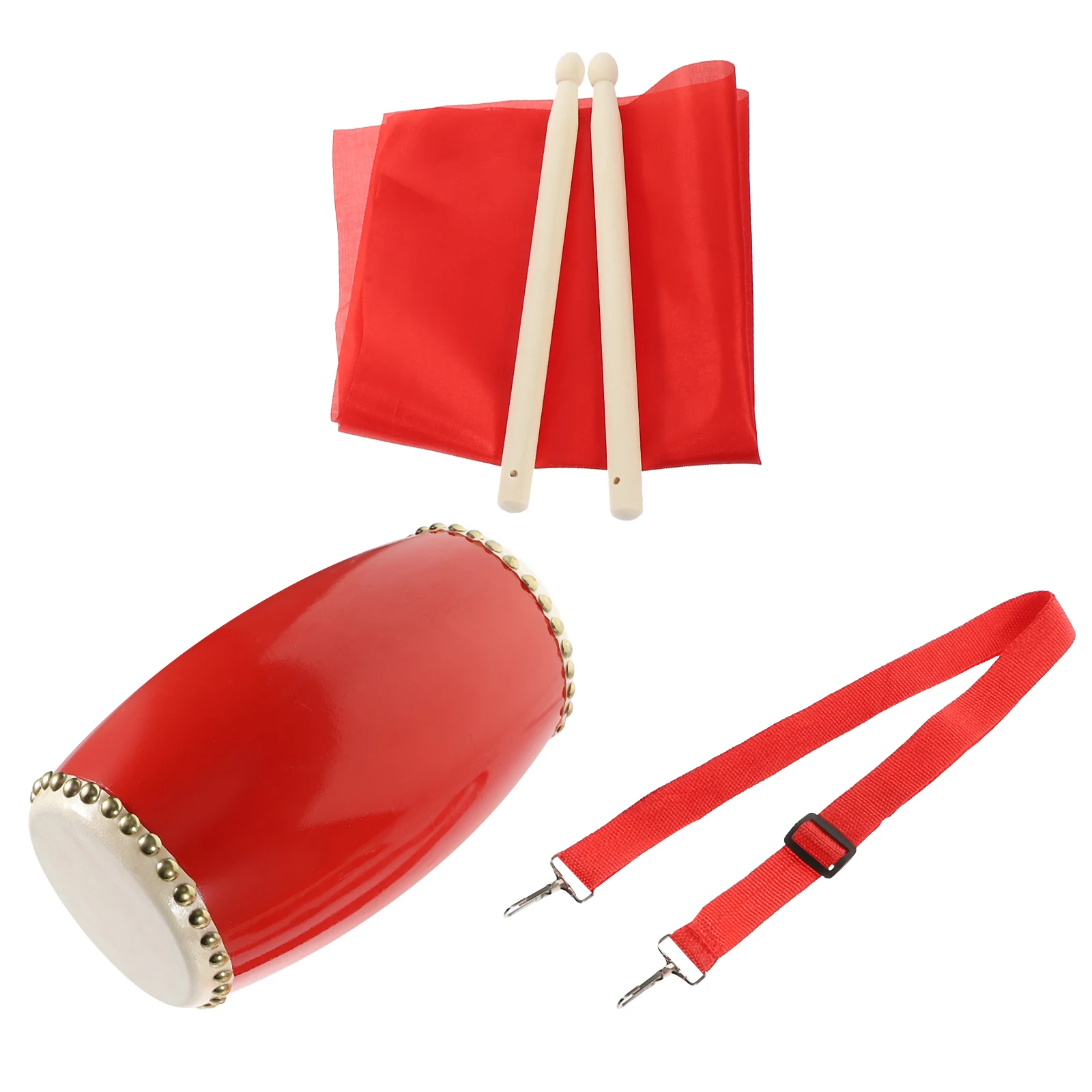

1 Set Traditional Waist Set Durable Cowhide Hand Drum For Performance Percussion Instrument Portable Chinese Style Drum For