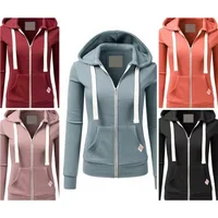2025 Autumn/Winter New Women Solid Color Fashion Hoodie Long Sleeve Zipper Pocket with Label Outdoor Sports Jogging Clothing 3
