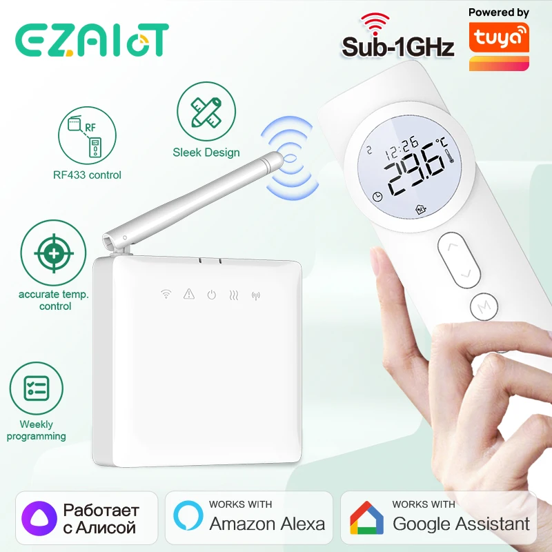 RF Draadloze WiFi Digitale Thermostaat 220V Smart Home Tuya Batterij Thermoregulator voor Water Verwarming Gas Boiler en Actuator Alexa