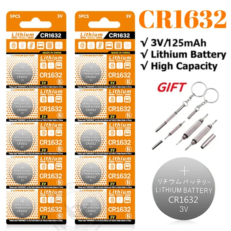 

10-50PCS CR1632 3V 125mAh Coin Cells Batteries CR 1632 DL1632 BR1632 LM1632 ECR1632 Lithium Button Battery for Watch Remote Key