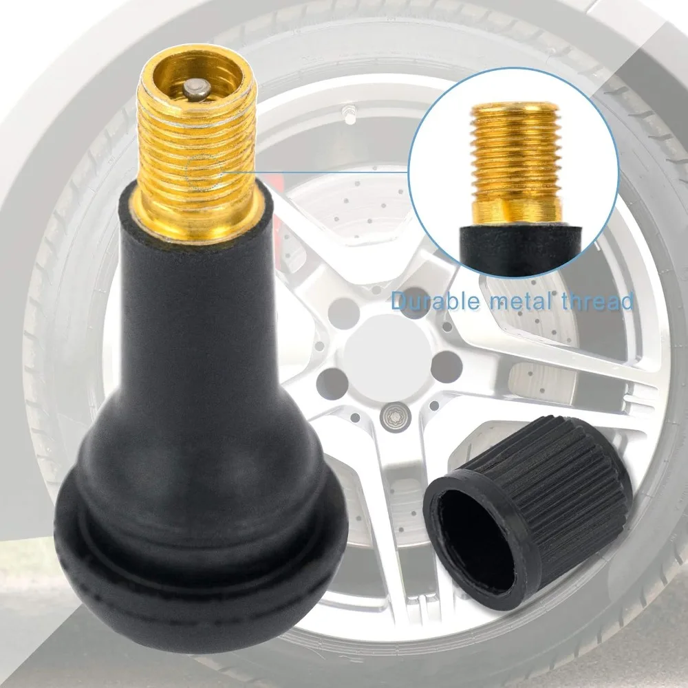 1-100Pcs TR413 Snap-In Tire Valve Stems Automotive Parts Black Rubber Valves Replaceable Parts With Dust CapRubber Valves - view 2