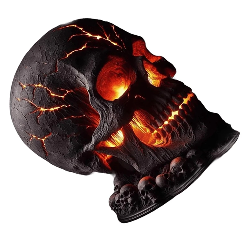 Skull Flame Table Lamp,Halloween Decorative Skull Lamp,Decorative LED Night Light, Resin Craftsmanship, USB Rechargeable-ABHG view 4