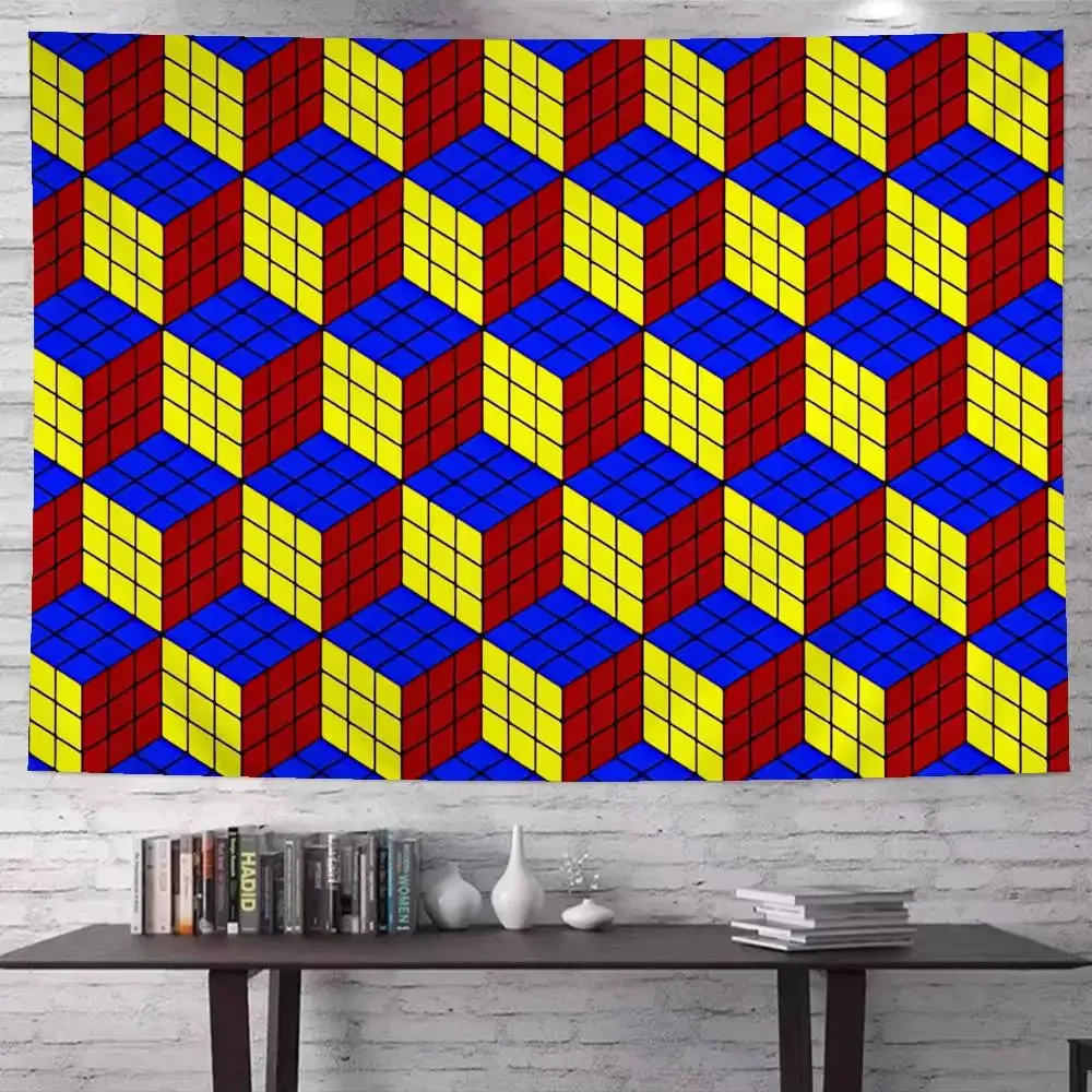 Funny R-Rubik C-Cube Hanging Bohemian Tapestry Bohemian Wall Tapestries Mandala Cheap Hippie Wall Hanging