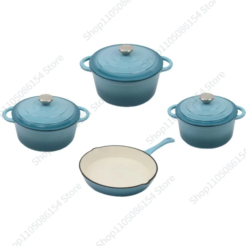 Cast iron enamel pot set pot combination saucepan milk frying seafood pan 4-piece set