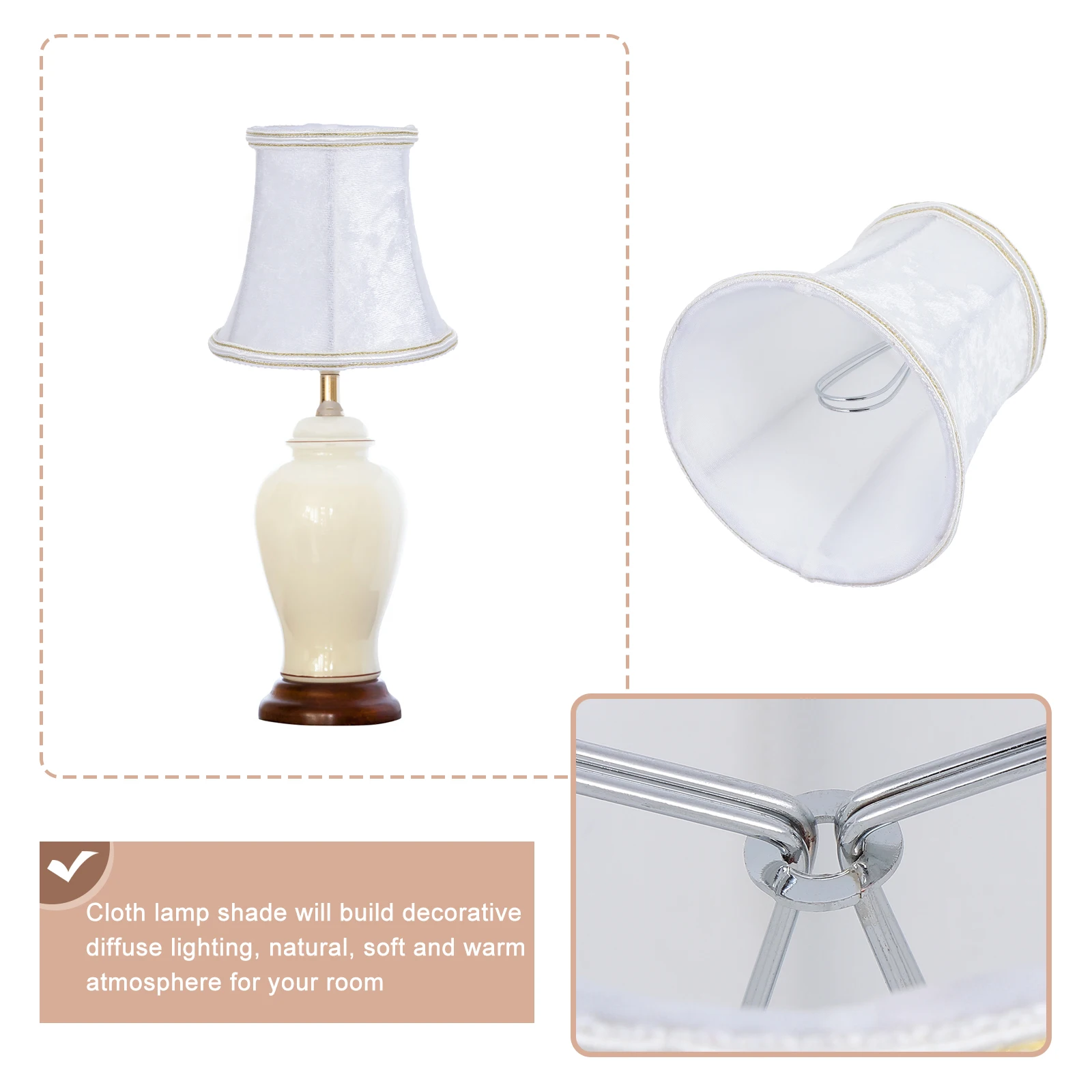 

1 pc Fabric Lampshade Fashionable Lamp Decoration White Rustic Shades for Bulb Candlestick Cloth Cover Household Stylish Screen