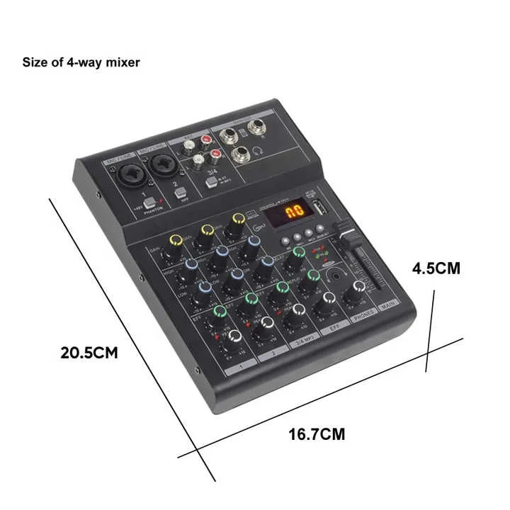 M4-B المهنية 4 قنوات وحدة تحكم صغيرة خلاط 48 فولت USB تسجيل الصوت خلط الصوت وحدة التحكم للاستوديو/المرحلة