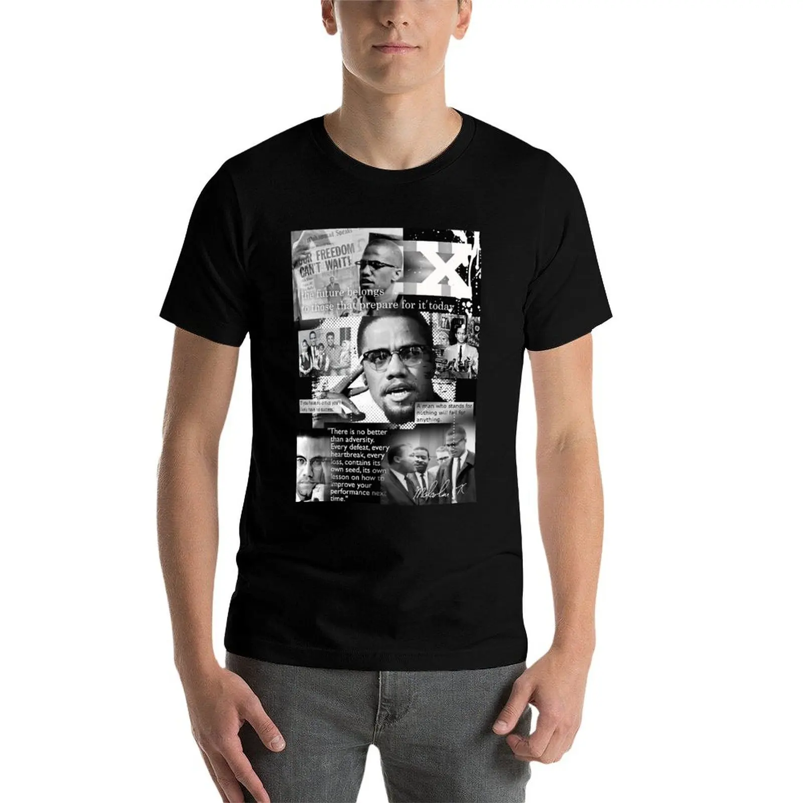 

malcom x T-Shirt printed t shirts for man black cotton t-shirt plain for man package t shirts for man cotton funny T-Shirt