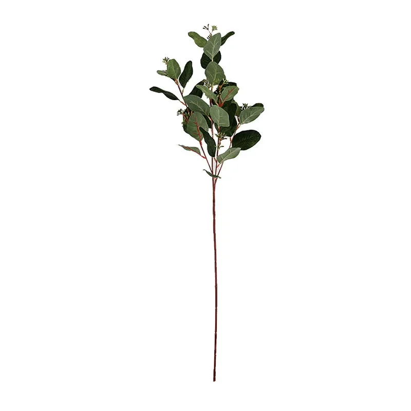 5-pack of Simulated 4-pronged Fruit Eucalyptus Leaves Floor-standing Decorative Fake Green Plant Ornaments Home Decor