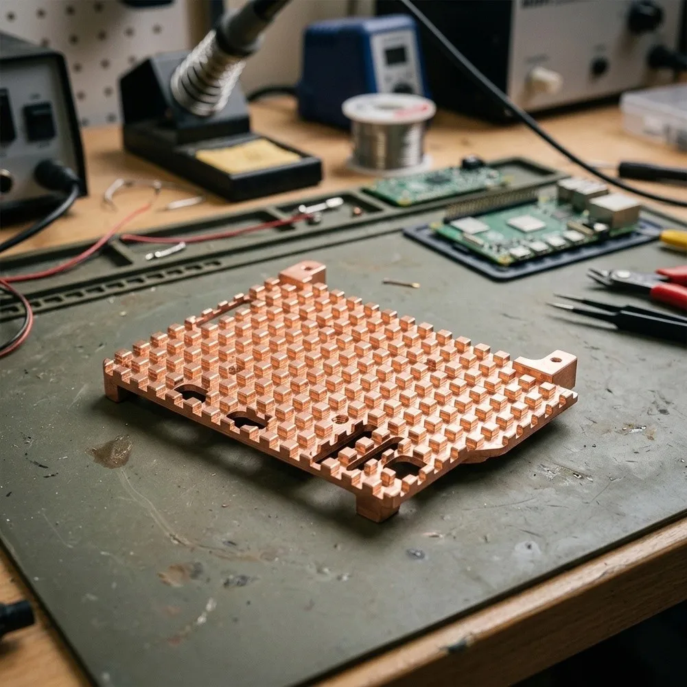 Pure Copper Heatsink Passive Cooling Plate With Silicone Pad And Support For Raspberry Pi 5 Computer