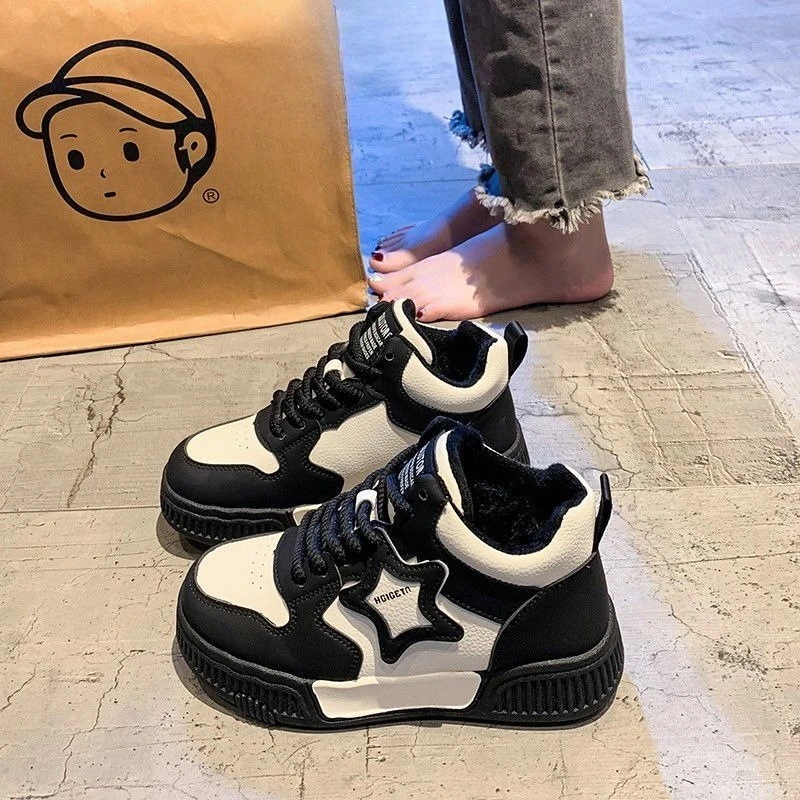 2026 New Girl's High Top Autumn Winter Fashion Boots Fleece Lined Soft Sole Casual Trendy Kids Skate Shoes view 2