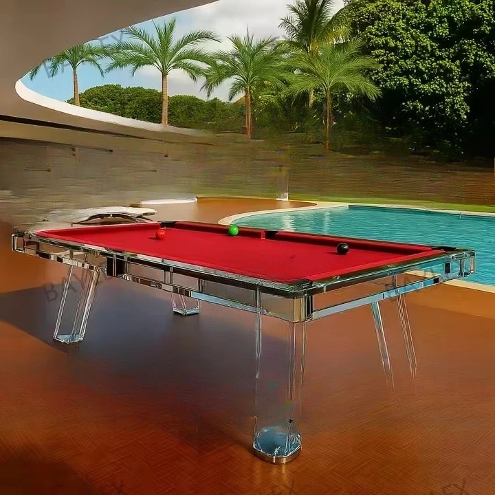 Luxury Pool Table Tempered Transparent Glass Customized Entertainment Furniture Snooker