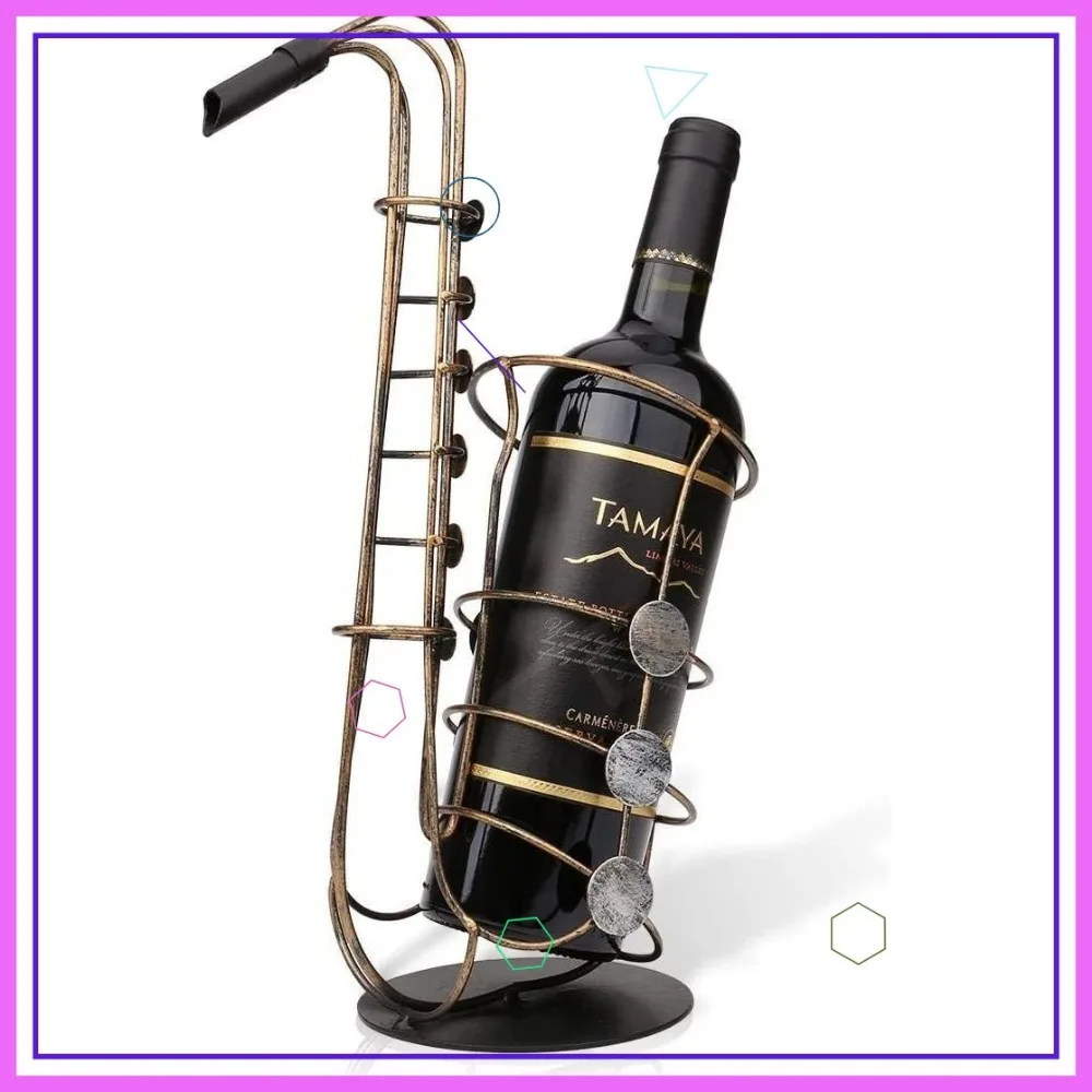 

Creative Metal Wine Bottle Holder, Free Standing Tabletop Rack for Home Bar Decor, Gifts for Wine Lovers