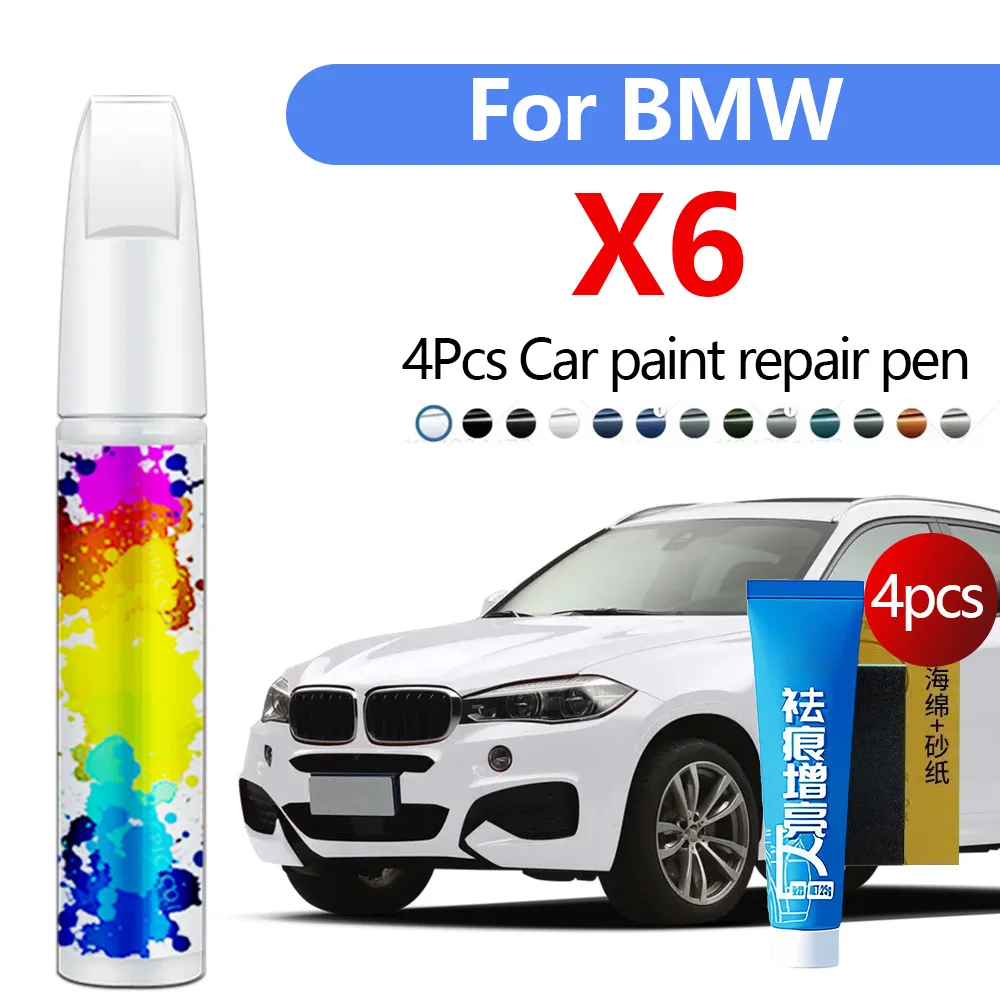

4 шт. для BMW X6 2018-2025 гг., ручка для ремонта автомобильной краски, аксессуары для ремонта царапин, белый 300, черный 475 синий C1M серый A52 красный A75