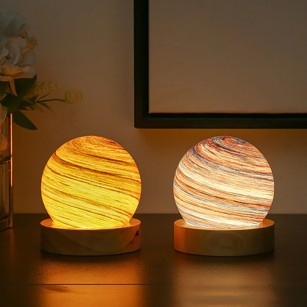 Lâmpada planetária 3D para quarto, luz noturna romântica, escurecimento contínuo, criativo, 3 cores, presentes de Natal e aniversário, 80mm