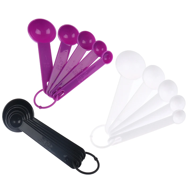 【M】5Pcs Plastic Measuring Tools Set Spoon And Ladle with Scale for Baking And Cooking Kitchen Measuring Utensils
