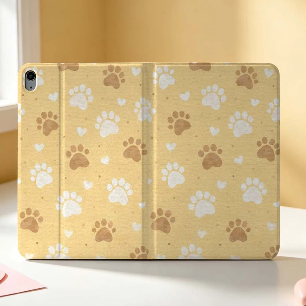 Cat Footprints Creative Design For Apple iPad Pro Mini Air A16 A17 A14 4 5 6 7 6th 12th Gen M5 11 13 M4 Pen Tray Tablet Case