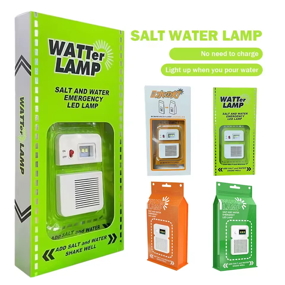 Salt Water Lamp Portable Outdoor Camping Light 3 Lighting Mode Energy Saving LED Salt Water Light Reusable for Fishing Hiking
