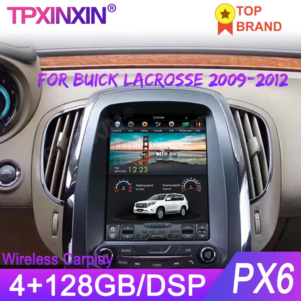 

Автомобильный плеер Tesla Style для Buick lacrosse 2009-2012, Android 9,0, PX6, GPS-навигация, стерео, головное устройство, мультимедийный плеер, Авторадио