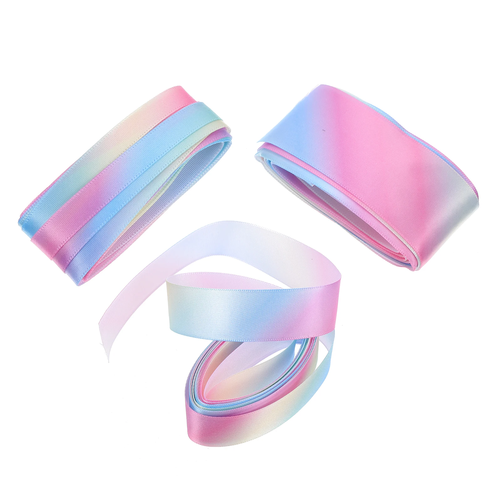 

3 Rolls Gradient Polyester Ribbons for DIY Crafts Gift Wrapping Decorative Ribbon Webbing Soft Material Christmas Accessories