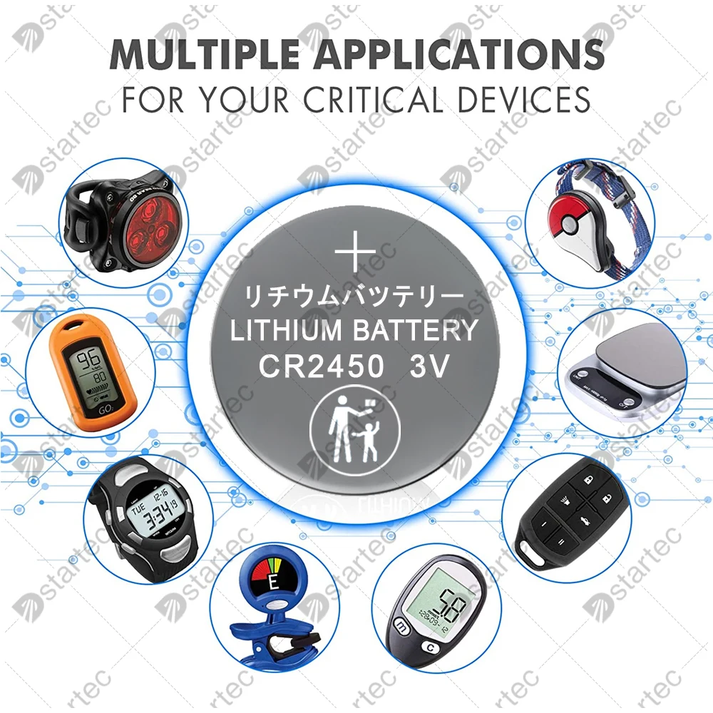 Eunicell CR2450 Watch Buttom Battery KCR2450 5029LC LM2450 DL2450 ECR2450 BR2450 CR 2450 3V 600mAh Lithium Coin Cell Batteries