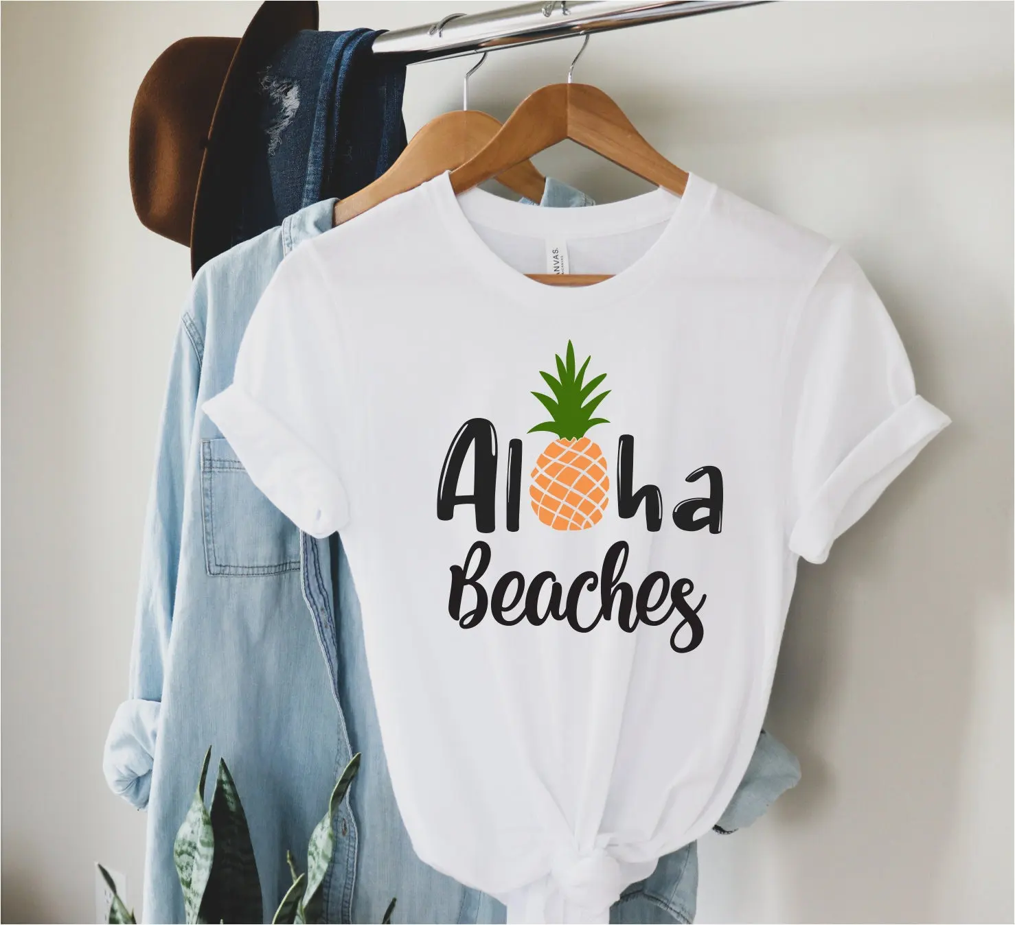 Aloha Beaches T Shirt Vacation Beach Summer Surf Lover Travel Surfer Pineapple