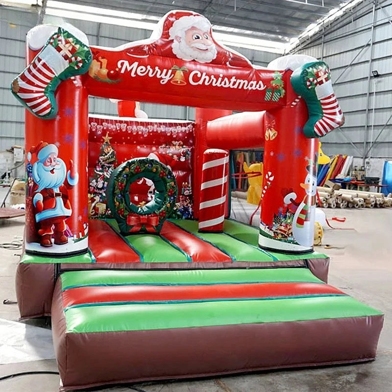 Christmas inflatable jumper house customized santa inflatable bouncy castle cabin house