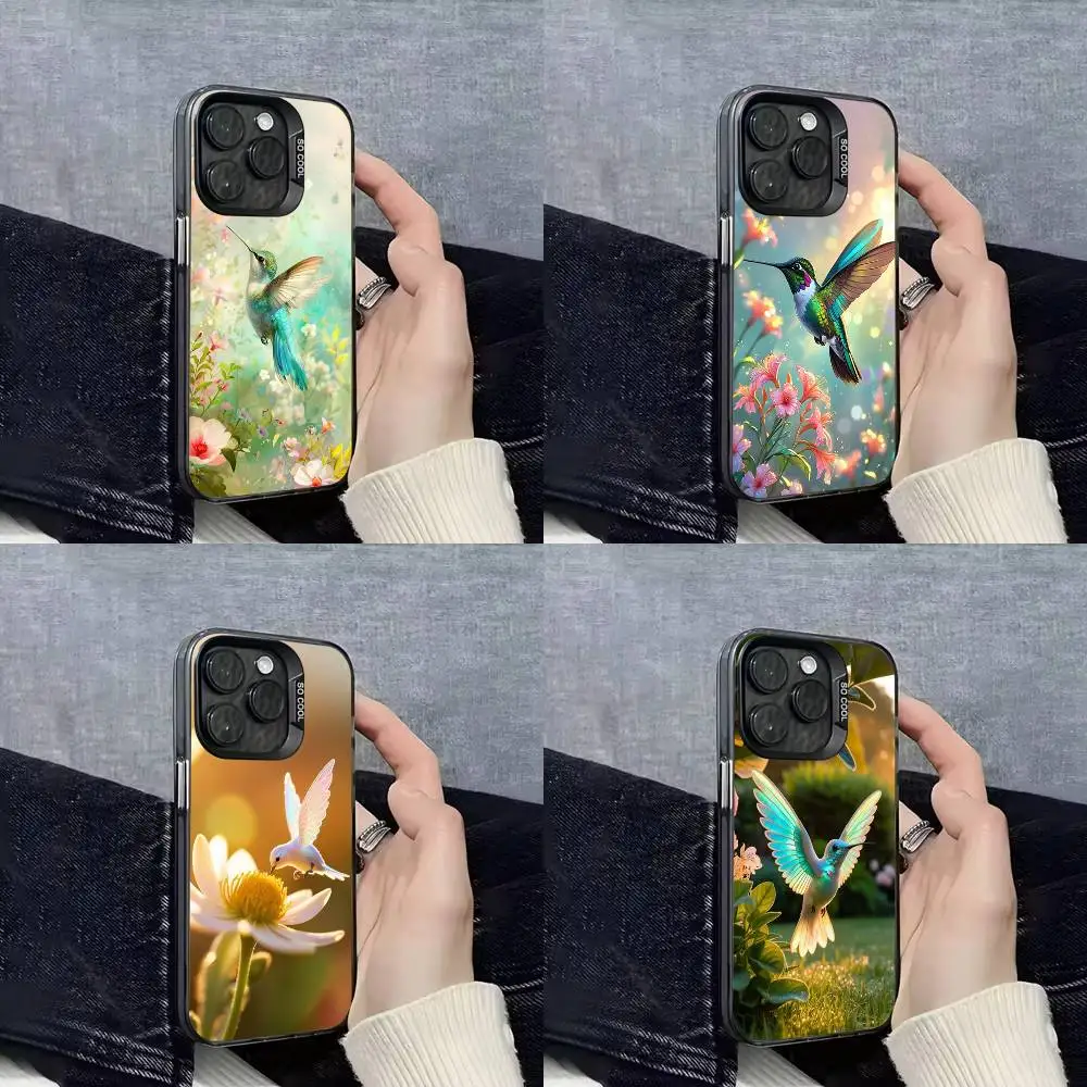 

Pretty Bird Hummingbird Phone Case For iPhone 16,15,14,13,12,11,Mini,Pro,E,SE4,XS,MAX Black Candy Matte Box
