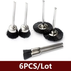 6PCS/lot Nylon Wheel Brush With Shank Deburring Tool Bit For Dremel 4000 3000 Drill Grinding Mini Drill Hand Machine Engraver