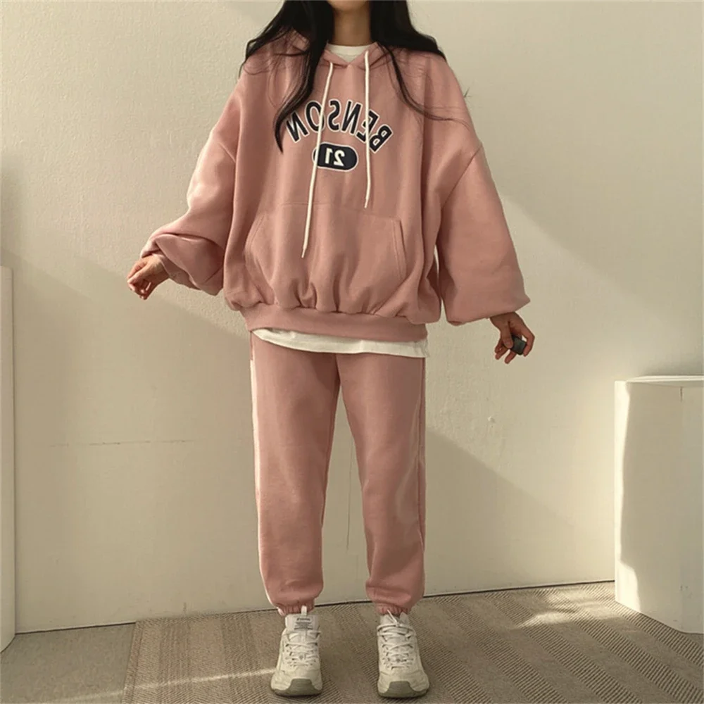 VIPOL Letter Print Sweatshirt Tracksuit 2 Piece Sets Women Outfits High Waist Sports Pants Suit Autumn Winter Ladies Fashion Set