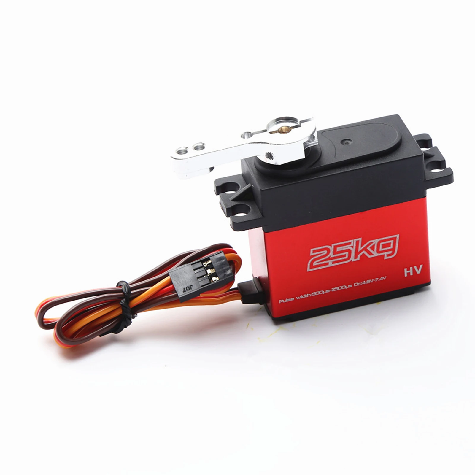 25KG Digital Servo with 25T Servo Arm IP66 Waterproof Copper Gear High Torque 180 Operating Angle for 1/12 1/10 RC Car Boat