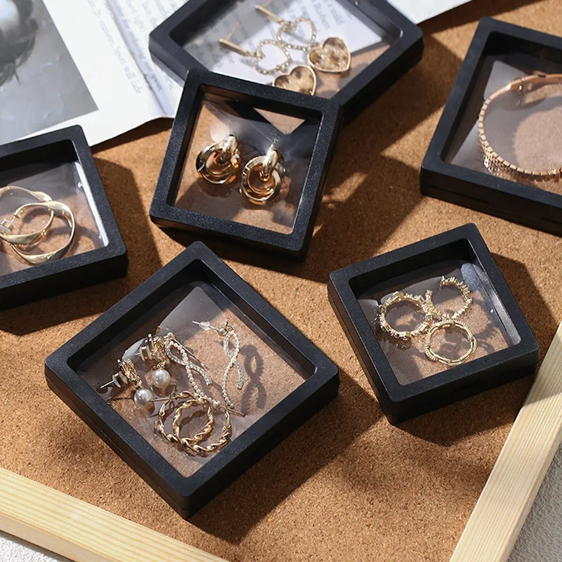 Transparent PE Film Suspension Storage Box Anti‑Oxidation Jewelry Display Case Ring Pendant Holder Gift Packaging Container