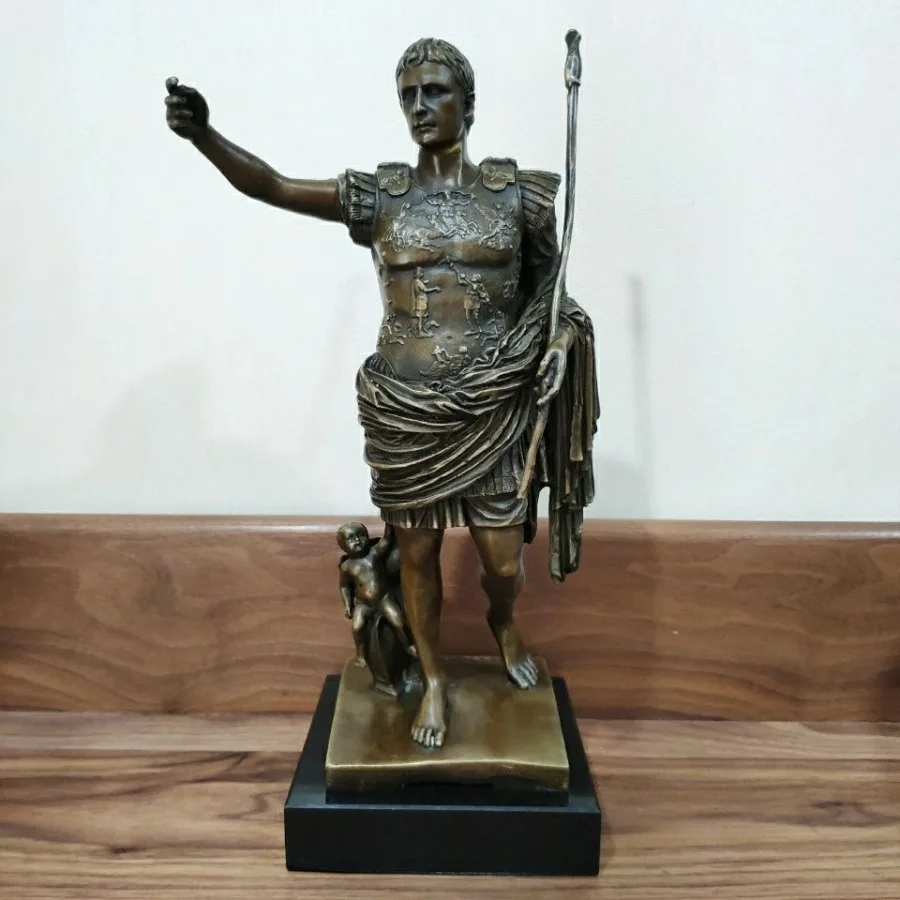 Estatua de bronce octava de agosto, escultura famosa, emperador romano, césar, estatuilla coleccionable de cobre, regalos de decoración del hogar
