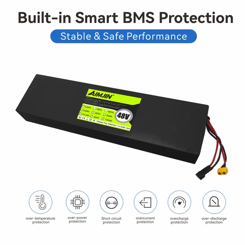 13S4P 20Ah 48V Electric Scooter Battery 18650 Grade-A Cells Built-in BMS XT60 JST for Kugoo M4 M4Pro MaxSpeed Series Long Range