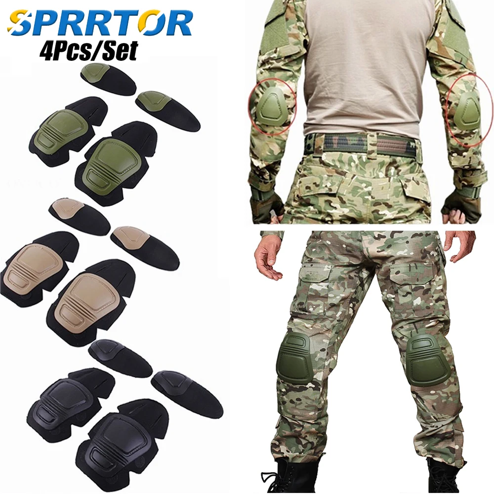 

Tactical Knee&Elbow Protector Pad for Paintball Airsoft Combat Uniform Military Suit 2 Knee Pads&2 Elbow Pads Just Hunting Suit