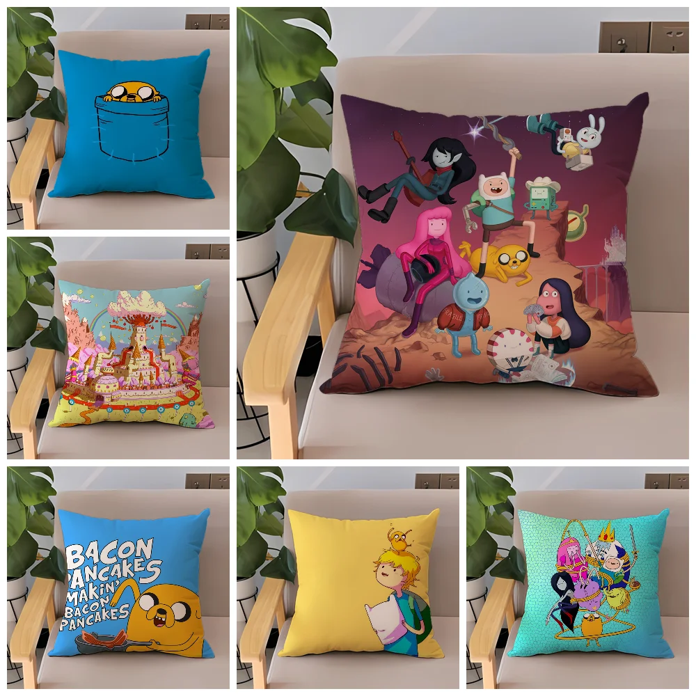 A-ADVENTURE TIME Decorative Pillowcases for Sofa Cushions Cushion Cover 40x40cm Short Plush Home Decoration Accessories Pillow